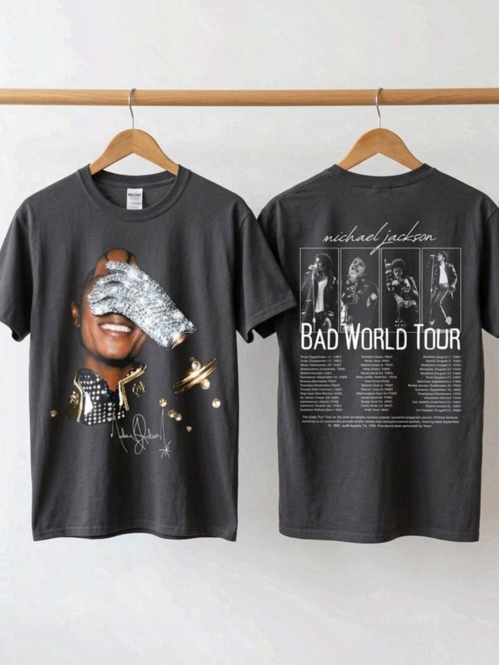 Michael Jackson Bad World Tour 1987 Vintage Double Sided Concert T-Shirt Reprint